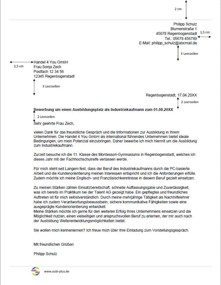Word-Vorlage für das Bewerbungsschreiben als Industriekaufmann / Industriekauffrau
