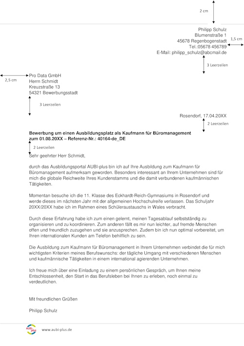 Vorlage Kaufmann für Büromanagement