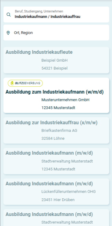Blitzbewerbung